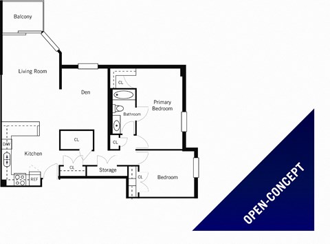 Prince Willian Apartments 2 bedroom, 1 bathroom open-concept floor plan in Belleville, ON